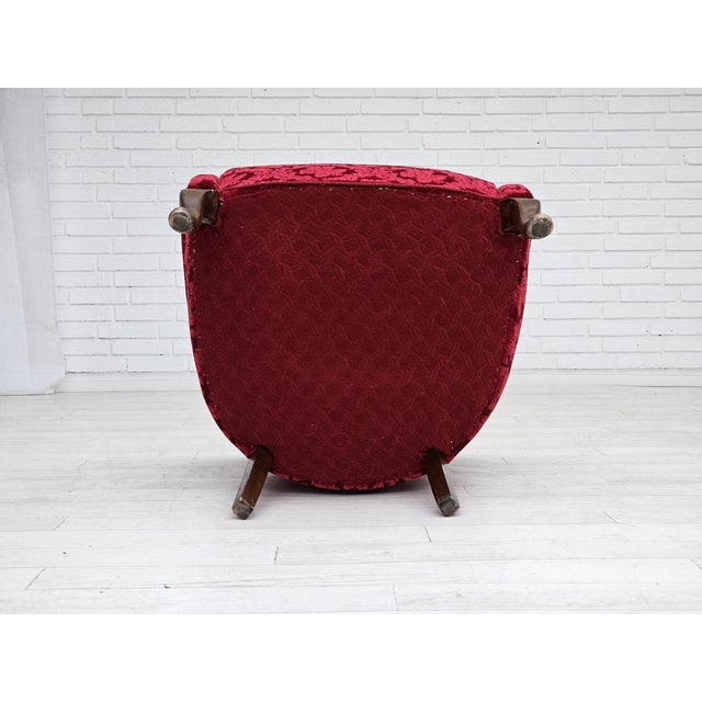 Set of Vintage Danish Lounge Chairs in Red Cotton and Wool Fabric, 1950s For Sale - Image 18 of 18