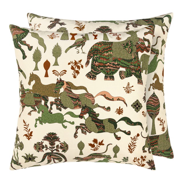Scalamandre 22" x 22" Legends Pillow in Olive Adobe For Sale