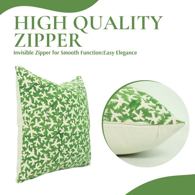 Fabdivine Handmade Block Printing Thick Cotton Throw Pillow Covers -20x20 Inches -Pushpak Vimaan Abstract Design For Sale - Image 6 of 9