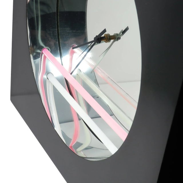 Ettore Sottsass 1980s Postmodern Mirror Wall Clock by Jon Gilmore for Accessory Art Studios For Sale - Image 4 of 11