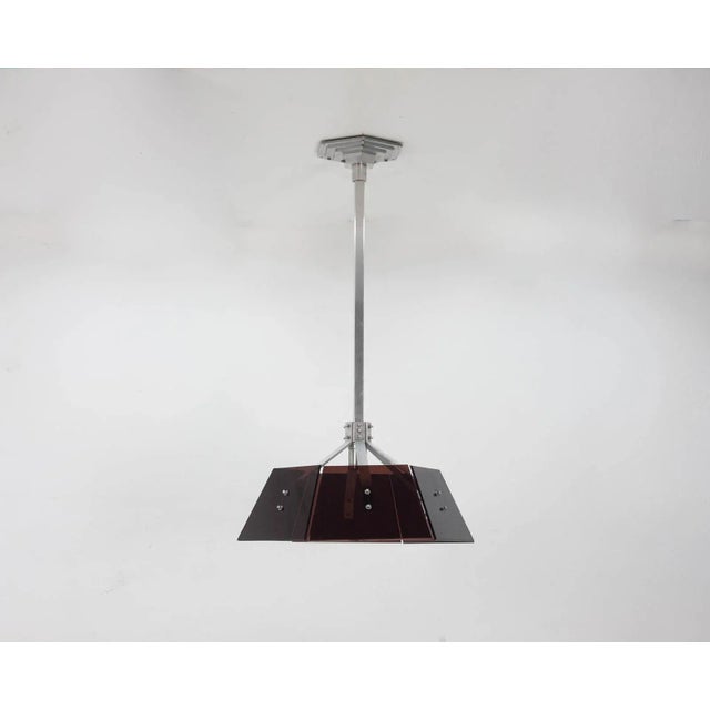 Brown Vintage Acrylic Glass &amp; Aluminum Pendant Light, 1970s For Sale - Image 8 of 8