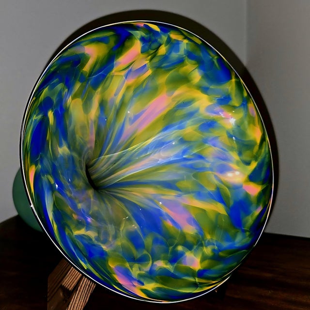 Signed, Hand Blown, Large, Multicolor, Glass Vase. For Sale In Pittsburgh - Image 6 of 9