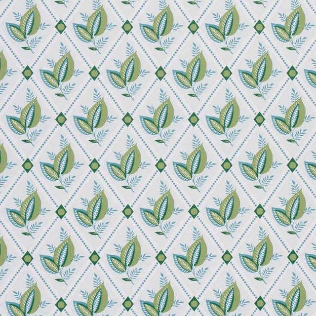 Not Yet Made - Made To Order Sample - Schumacher Basile Trellis Wallpaper in Leaf & Aqua For Sale - Image 5 of 5