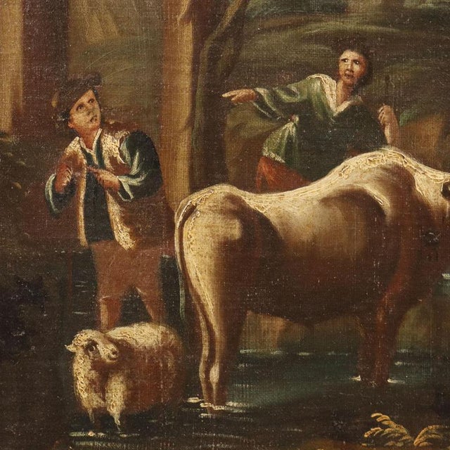 Landscape with Shepherds and Herds, Oil on Canvas For Sale - Image 4 of 12