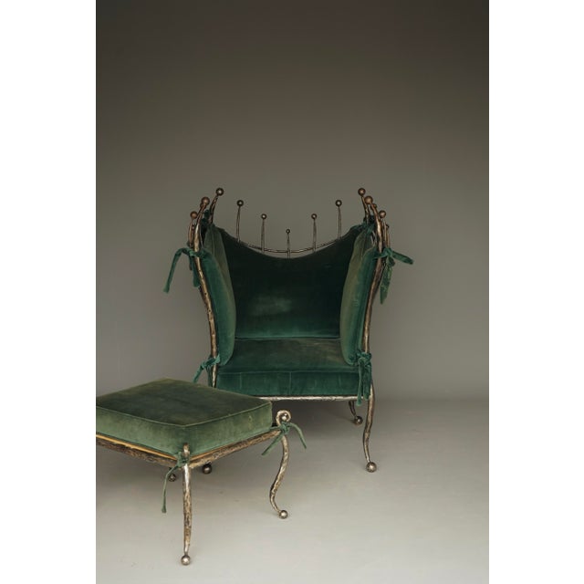 Baroque Set of Vintage Lounge Chair and Ottoman, 1980s For Sale - Image 3 of 16