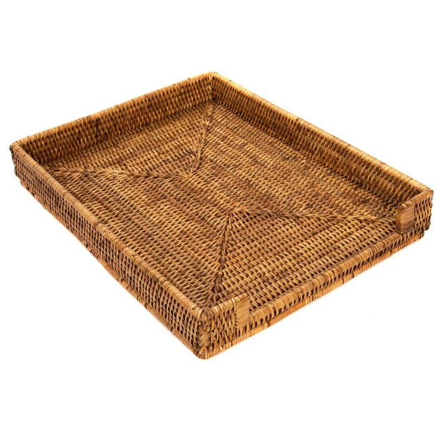 Artifacts Rattan Office Paper Tray, Honey Brown, 14" For Sale