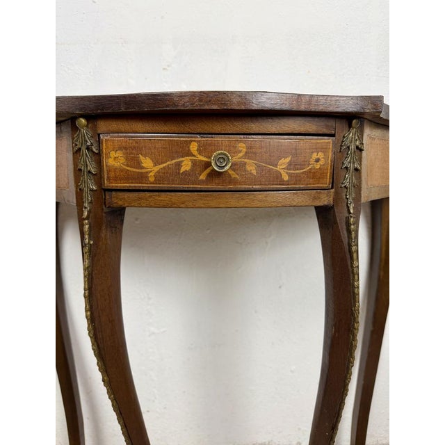 Louis XVI French Marquetry Console Table with Bronze Mounts, 1950 For Sale - Image 13 of 14