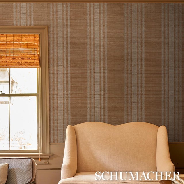 2020s Schumacher Cassia Silk Stripe Wallcovering Wallcovering In Neutral For Sale - Image 5 of 6