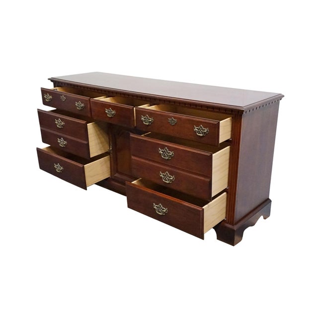 Brown Broyhill Furniture Cherry Early American Traditional Style 67" Triple Door Dresser 735-6597-32 For Sale - Image 8 of 15
