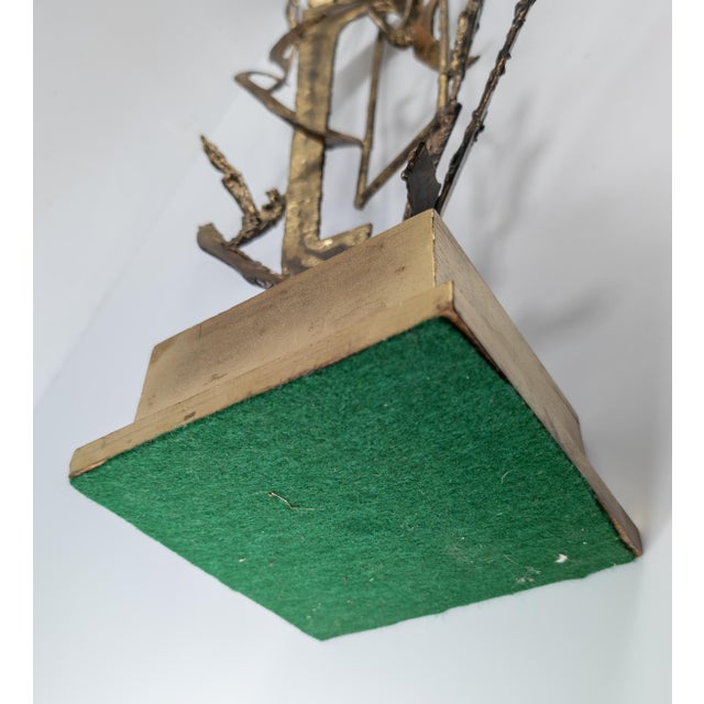 Metal Mid-Century Modern Gold Painted Brutalist Metal Sculpture For Sale - Image 7 of 7