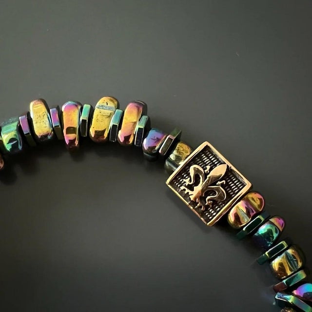 Early 21st Century Hematite Floral Bracelet For Sale - Image 5 of 7