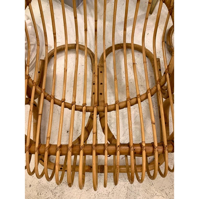 Wood Italian Mid-Century Modern Rattan Lounge Arm Chairs - a Pair For Sale - Image 7 of 9