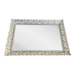 Vintage Good Filigree Vanity Mirror Tray