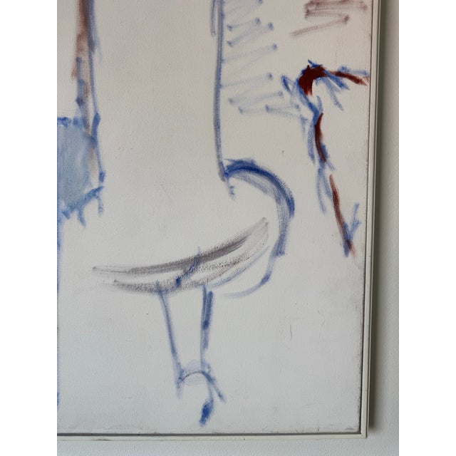 White 1980’s Vintage Expressionist-Style " Couple in Motion" Abstract Acrylic on Canvas Painting For Sale - Image 8 of 11