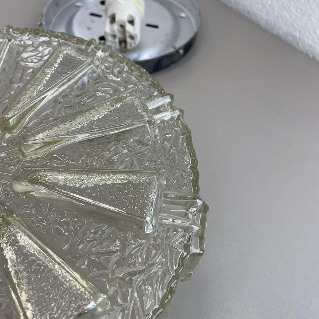 Textured Glass Wall or Ceiling Lights attributed to Hillebrand Leuchten, 1970s, Set of 2 For Sale - Image 13 of 18
