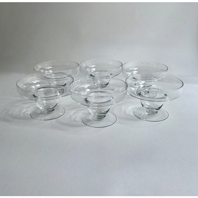 Versatile Vintage Set of 6 Footed All Occassion Clear Glass Pedestal Cups, Circa 1970. Dessert. Pudding. Fruit. Ice Cream....