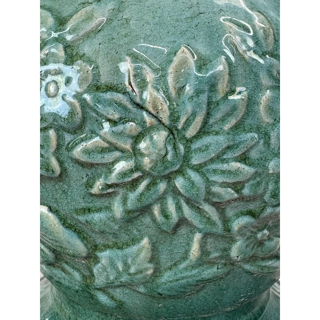 Celadon Pair of Annamese Celedon-Glazed Ceramic Garden Stands For Sale - Image 8 of 12