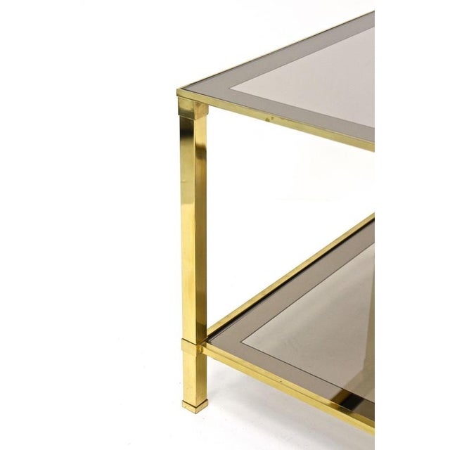 Late Mid-Century Regency Brass Side Table in Smoked Glass, Italy, 1970 For Sale - Image 4 of 18