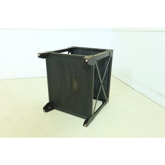 Wood Pair Distressed Wood & Metal Industrial End Tables For Sale - Image 7 of 8