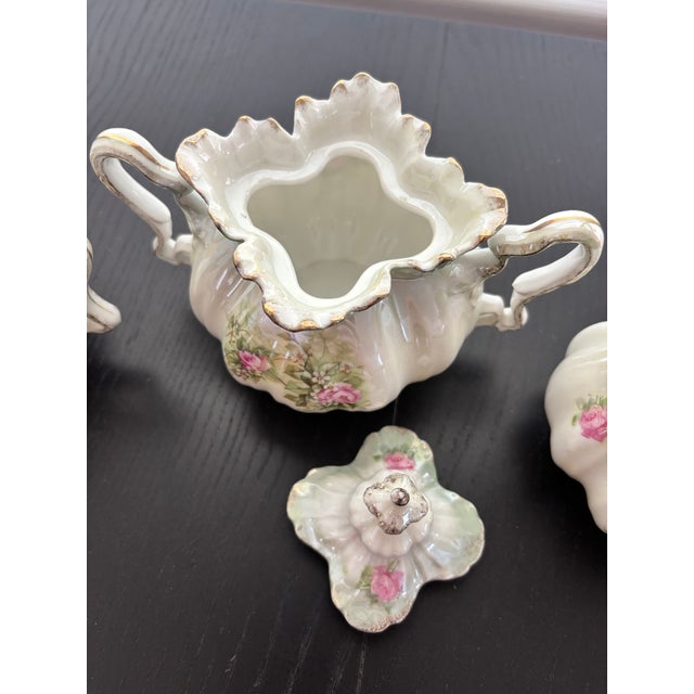 Antique Rs Prussia Porcelain Creamer and Lidded Sugar Bowl Set - Set of 3 For Sale In Los Angeles - Image 6 of 8