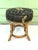 Clark Casual Furniture 1980s Rattan Bamboo Vanity Stool With Black Aviary Upholstery For Sale - Image 4 of 8