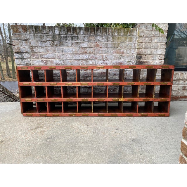Vintage Red Wood Post Office Mail Sorter Console Table Chairish