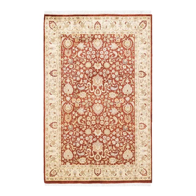 Mogul, One-of-a-Kind Hand-Knotted Area Rug in Orange, 4' 1" x 6' 3" For Sale