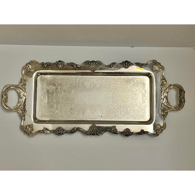 Metal Vintage 27" W. & S. Blackinton Ornate Silverplated Handled & Footed Serving Tray For Sale - Image 7 of 10