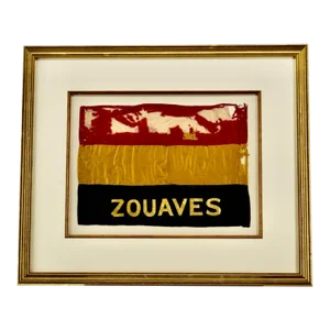 Zouave Silk Banner Flag Framed Antique Circa 1876