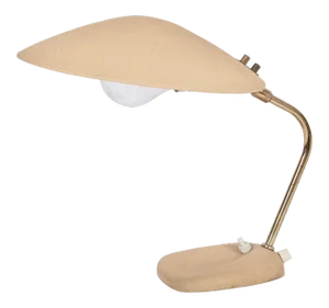 1950s Stilnovo Style Tan Texture Paint Desk Lamp With Saucer Shade