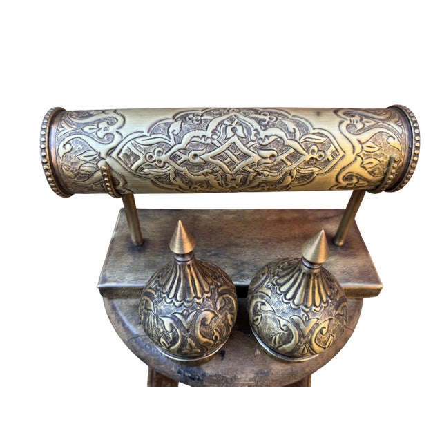 Gothic Hand Forged Brass Scroll Holder For Sale - Image 3 of 13
