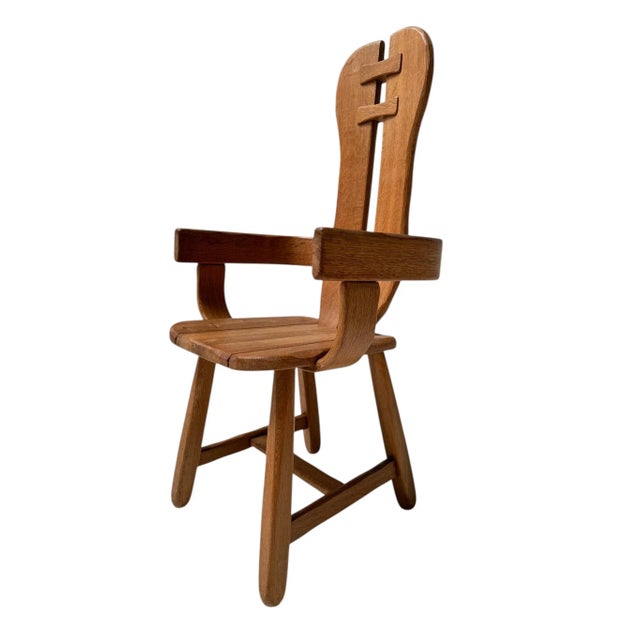 Brutalist Oak Dining Room Chairs from Kunstmeubelen de Puydt, Belgium, 1970s, Set of 6 For Sale - Image 9 of 16