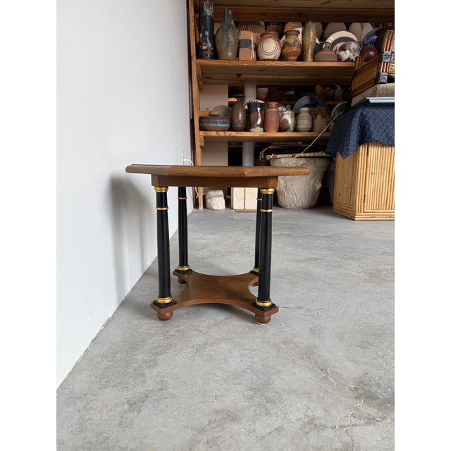 1970s Baker Furniture Regency Style Wooden Side Table With Octagonal Burlwood Top For Sale In Miami - Image 6 of 18