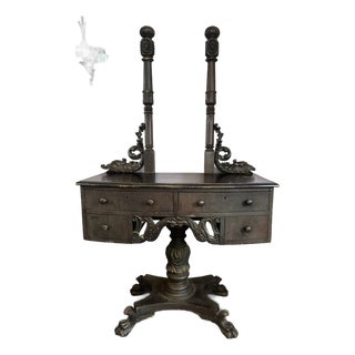 19th Century American Empire Table With Pedestal Base and Clawfeet For Sale
