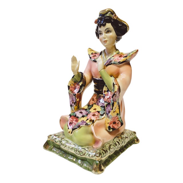 Geisha Porcelain Sculpture by Girardi, 1950 For Sale