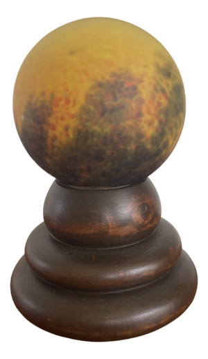 Art Deco Yellow Round Glass Table Lamp from Art Dfrance, 1930