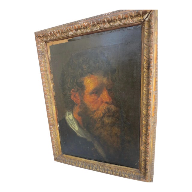 !9th Century Oil on Canvas Study of Bearded Man Circa 1840-50s For Sale