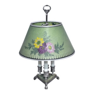 Early 20th Century Pairpoint Reverse Painted Glass and Silver Plate Table Lamp For Sale
