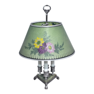 Early 20th Century Pairpoint Reverse Painted Glass and Silver Plate Table Lamp