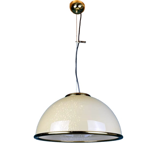 Vintage Beige Murano Glass Pendant Lamp by F. Fabbian, Italy, 1970s For Sale