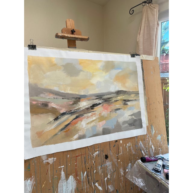 Contemporary Abstract Landscape, Sunlit River, Contemporary Acrylic Painting For Sale - Image 3 of 5