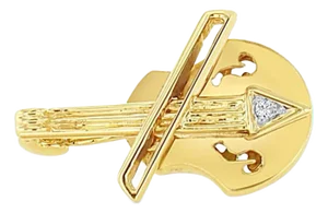 Vintage Diamond Violin Brooch 14k Yellow Gold