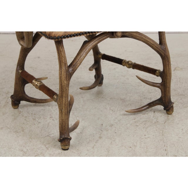Brown Theodore Alexander Antler Chair W. Animal Hide For Sale - Image 8 of 15