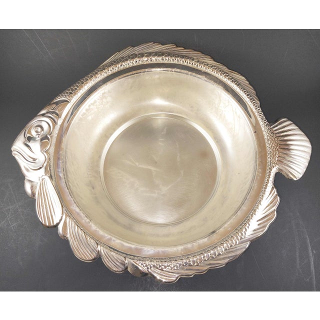 Figurative 1950s Fb Rogers Glass Casserole Dish W/ Silver Plated Fish Shaped Holder & Lid For Sale - Image 3 of 7