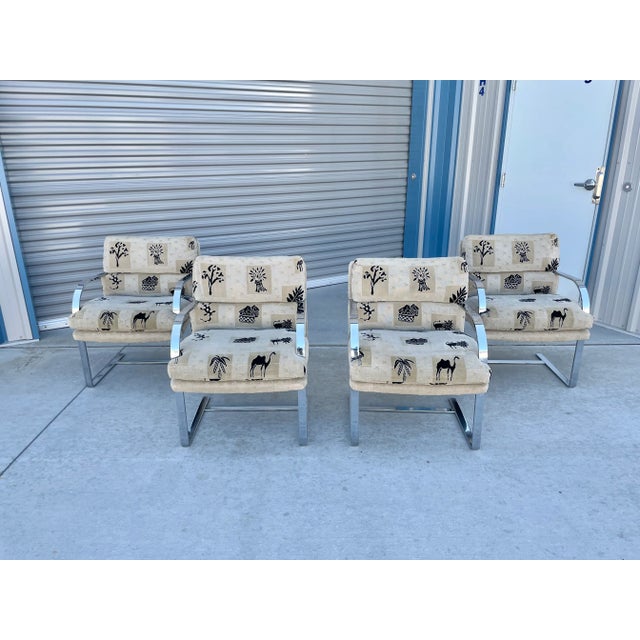 Ludwig Mies van der Rohe Vintage Chrome Dining Chairs Attributed to Ludwig Mies Van Der Rohe - Set of 4 For Sale - Image 4 of 13