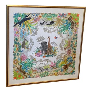 Framed Gucci V Accornero Jungle Silk Scarf For Sale
