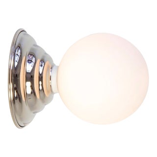 Hive Sconce, Polished Nickel, 5in Glass Glove, Modern, Silver by Research.Lighting For Sale