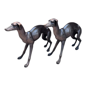 Mid 20th Century Vintage Art Deco Greyhound Dog Statues - Pair