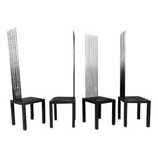 Vintage High-Back Dining Chairs, 1980s, Set of 4 For Sale