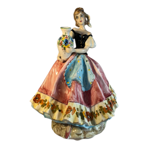 Large 16 In. Tall Mid-Century Italian Porcelain Woman Holding a Water Jug